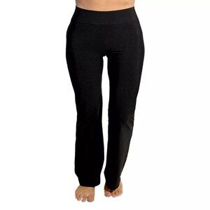 88$ Plush Fleece Lined Matte Flare Leg Pull On Pants High Rise Size M Black